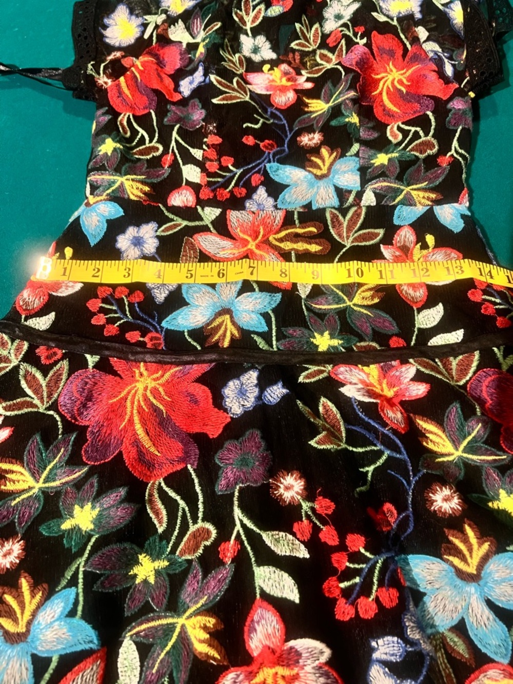 ANTHROPOLOGIE VONE JANINE Floral Embroidered Black MIDI Dress - Picture 10 of 11